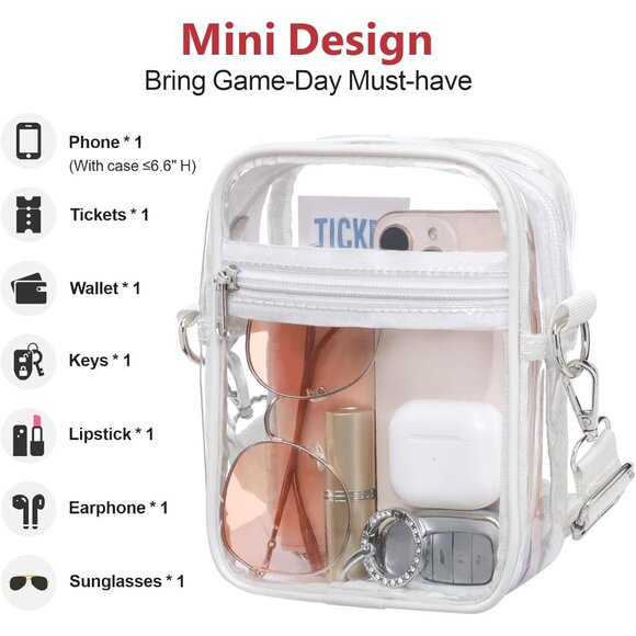 Clear Bag for Stadium Events - Small Clear Purses for Women Crossbody Messenger - Picture 3 of 9